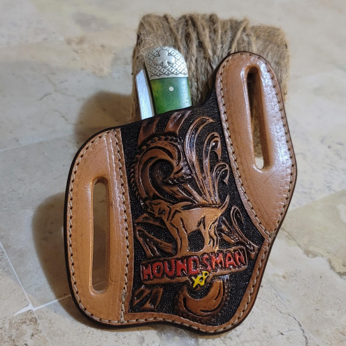 小物 atlast&co MUFFLER HOUNDTOOTH BROWN Houndsman XP Folding Knife Belt Sheath
